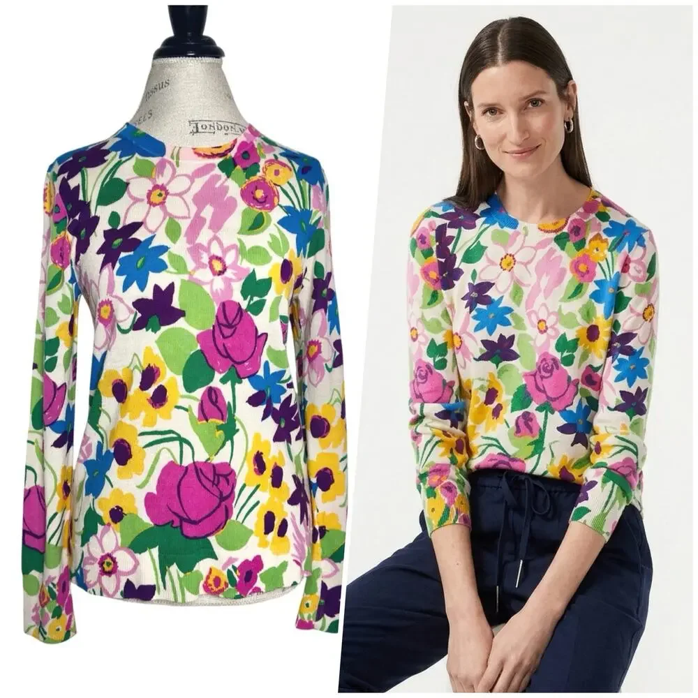J. Crew | Women | Margot Floral Garden Merino Wool Crew Neck Sweater | Small
